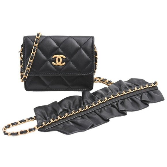 CHANEL Black Lambskin Leather 1895 Card Holder - Picture 1 of 10